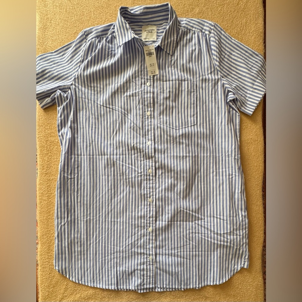 Abercrombie & Fitch Striped Button-Down Long Pajama Shirt/nightgown